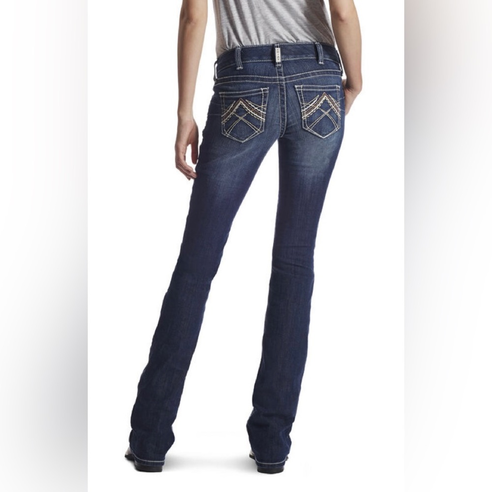 Ariat R.E.A.L low rise stretch rosy whipstitch boot cut jeans